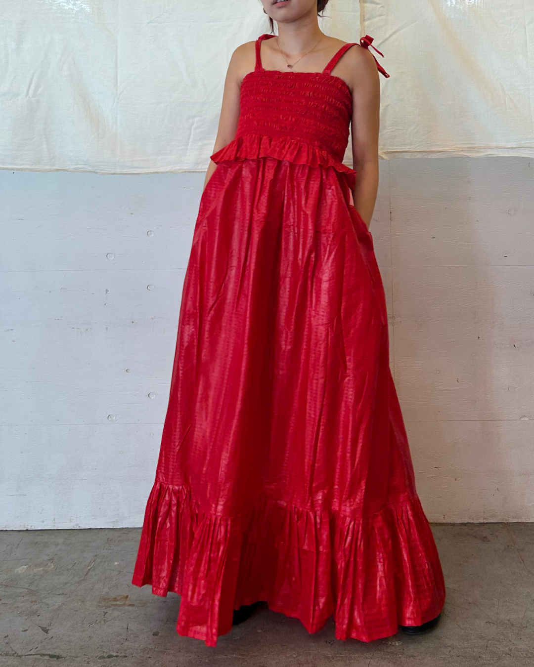 2 in 1 Elastic Long Dress - Red