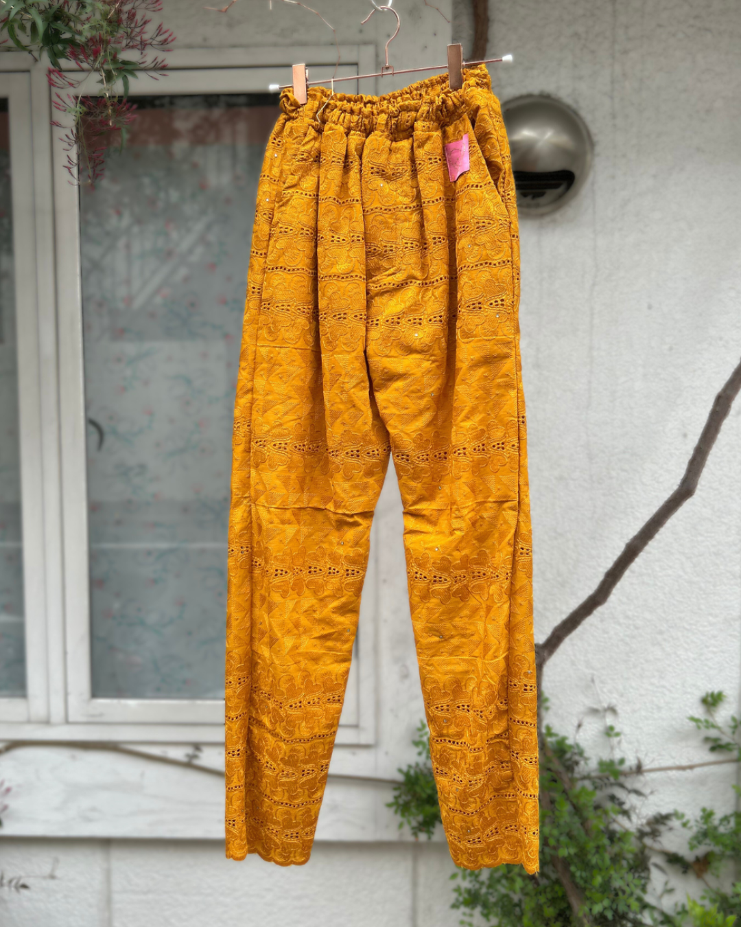 Embroidered Lace Pantaloons - Mustard Yellow