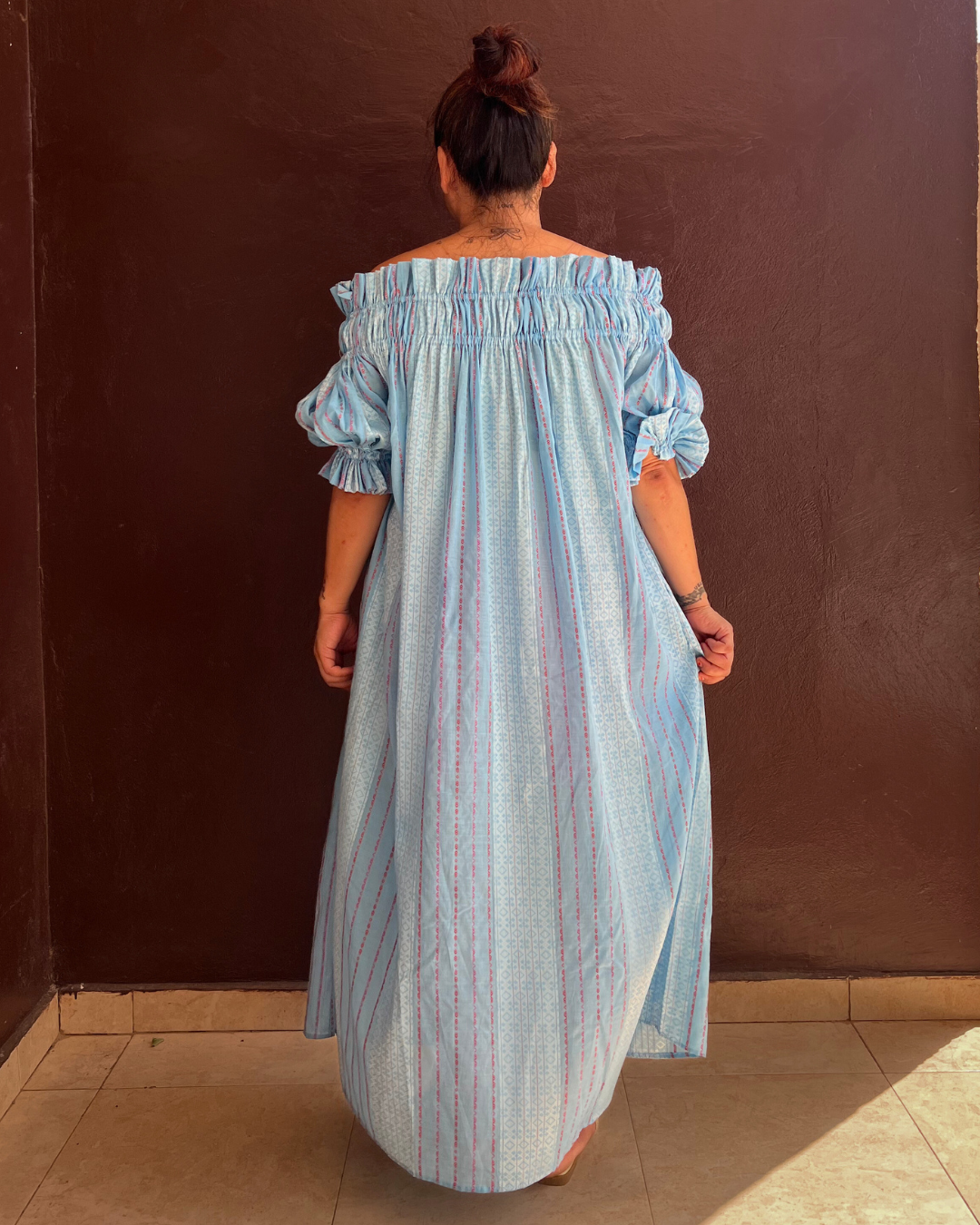 Decollete dress - Light blue