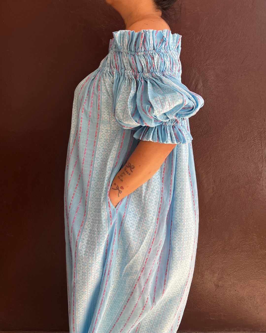 Decollete dress - Light blue