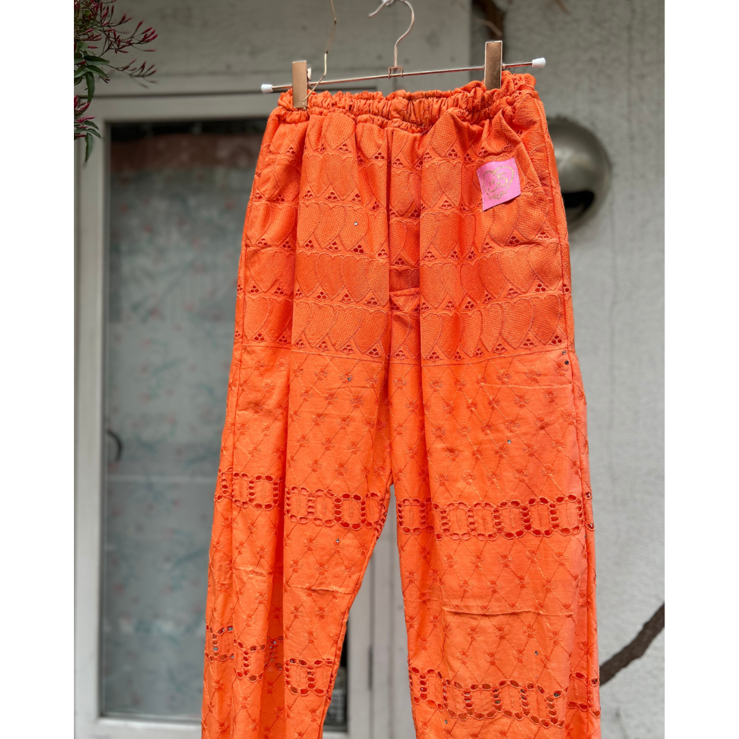 Embroidered Lace Pantaloons - Orange