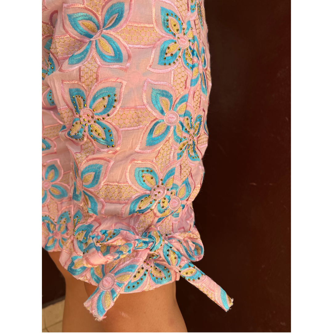 Beaded embroidered shorts