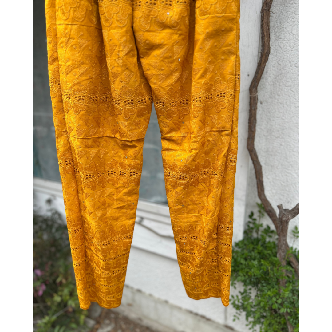 Embroidered Lace Pantaloons - Mustard Yellow