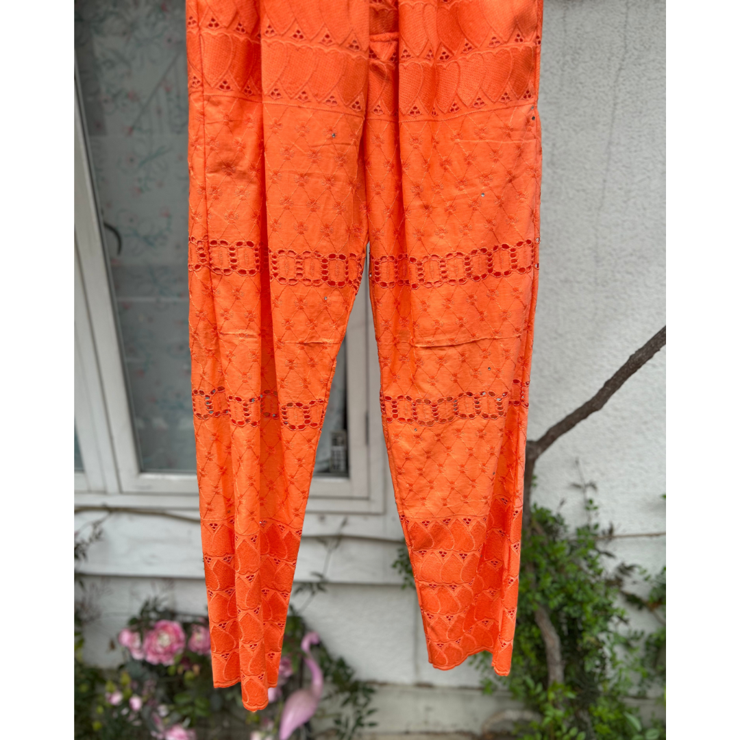 Embroidered Lace Pantaloons - Orange