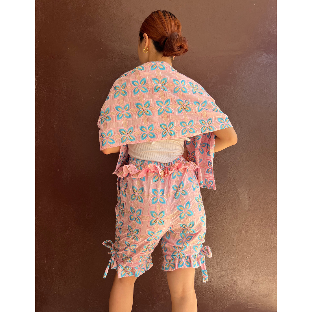 Beaded embroidered shorts