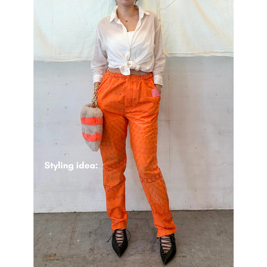 Embroidered Lace Pantaloons - Orange