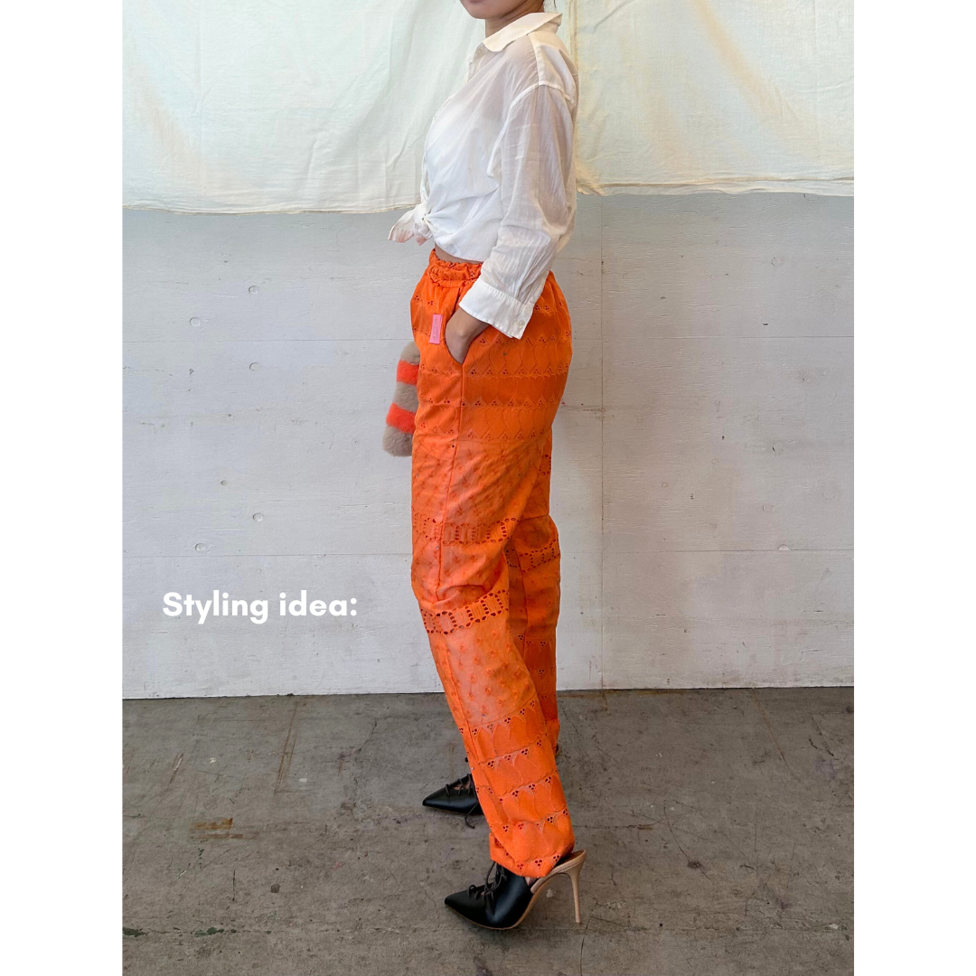 Embroidered Lace Pantaloons - Orange