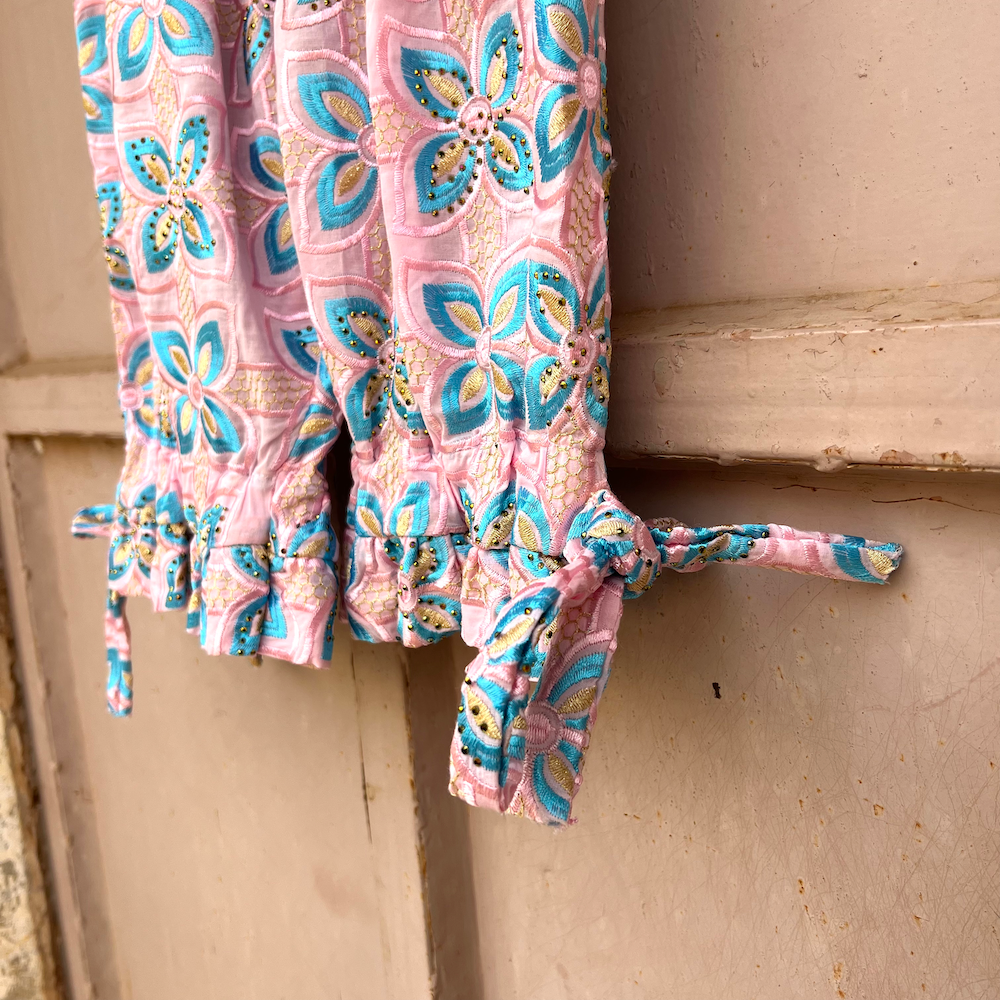 Beaded embroidered shorts