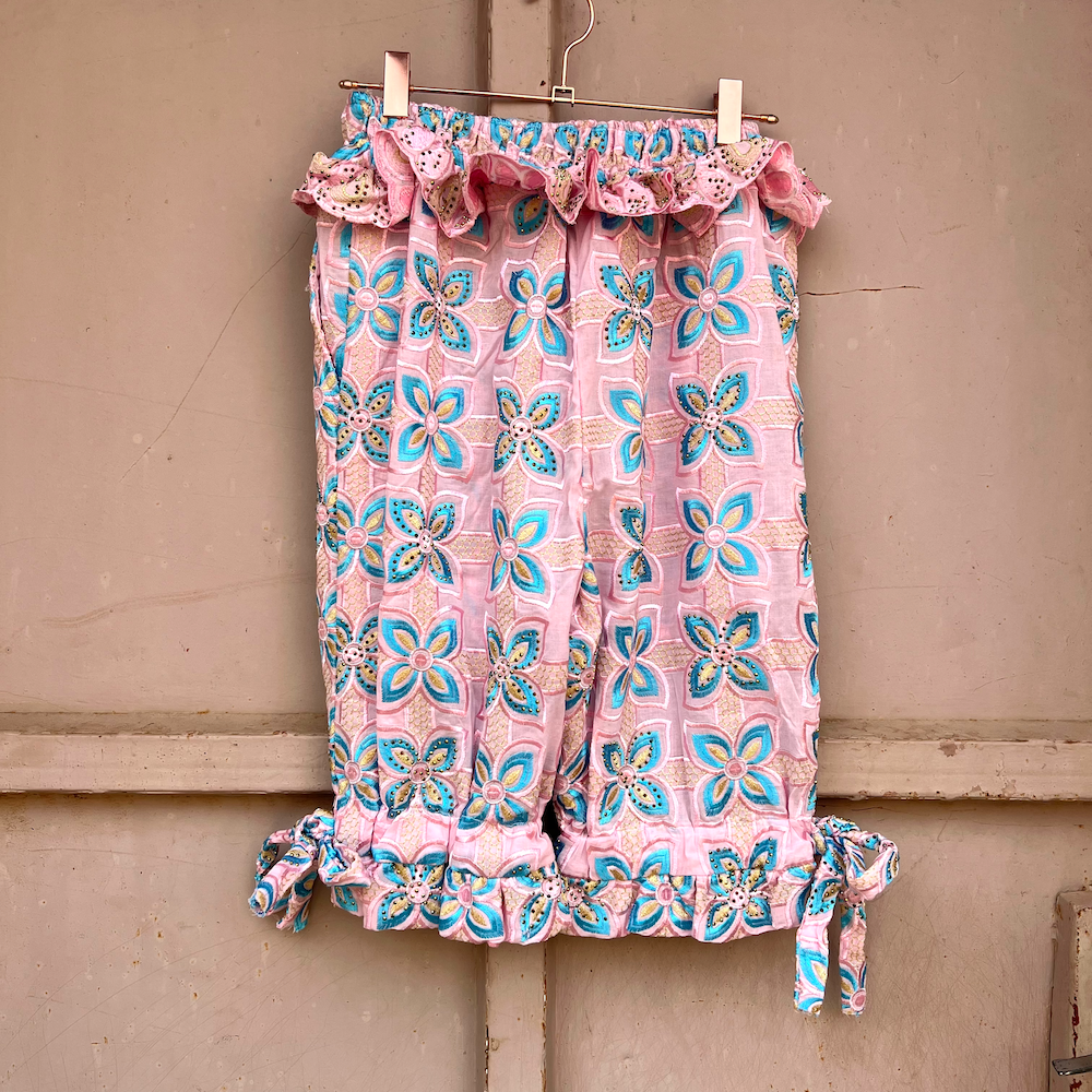 Beaded embroidered shorts
