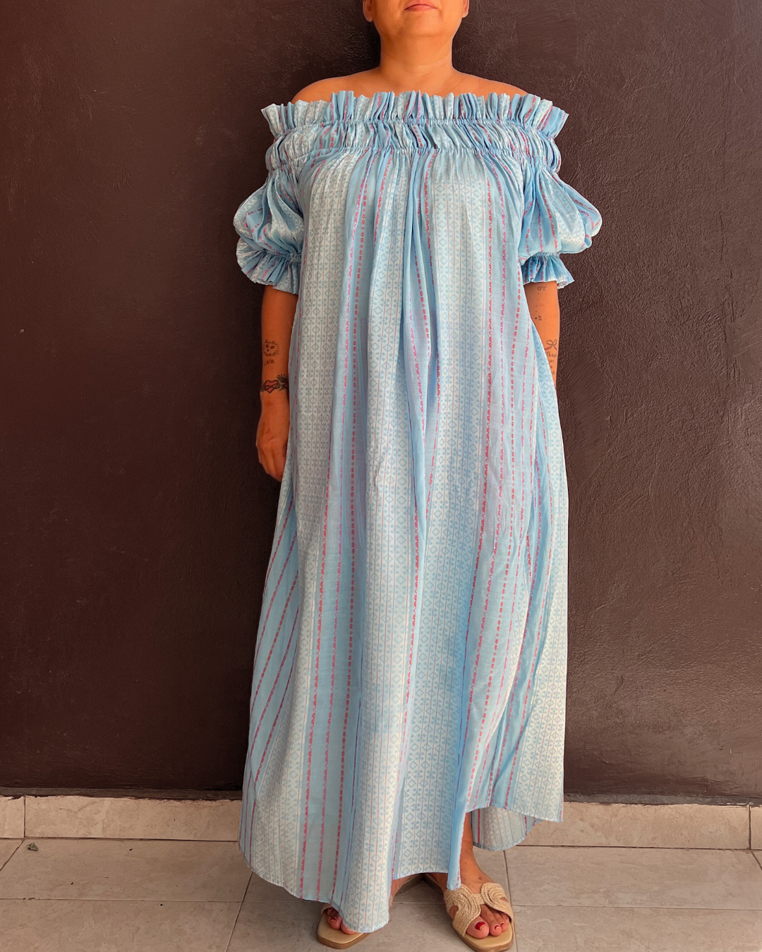 Decollete dress - Light blue