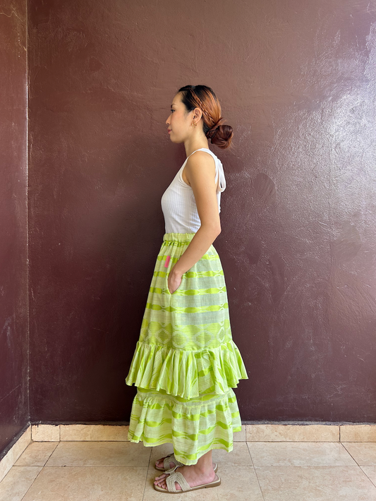 ダブルラッフルスカート（織り柄）